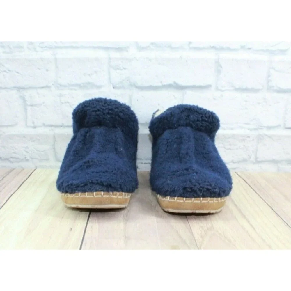 LL Bean Blue Pile Fleece Cozy Slipper Booties Size 9 M - Picture 4 of 10